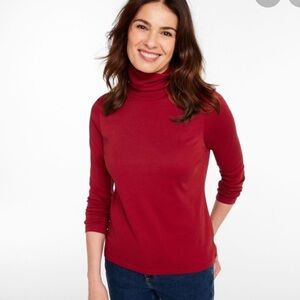01 L.L.Bean Red Turtleneck Top Size Small | Layering Essential | Classic Cotton